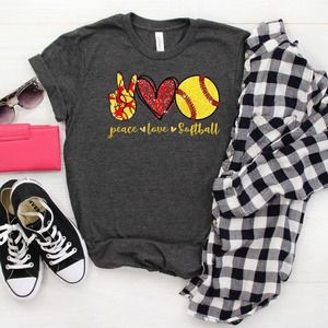 Peace Love Softball T-shirt, Softball Lover, Peace Shirt, Inspirational Tee